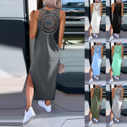 Summer Solid Color Back Hollow Lace Sleeveless Split DressProduct information:
 
 Pattern: solid color
 
 Skirt-type: asymmetric skirt
 
 Color: black, dark gray, light gray, white, mint green, Lake Blue, Army Green
 
 WaisZIP UP EXPRESSWomanSummer Solid Color Back Hollow Lace Sleeveless Split Dress