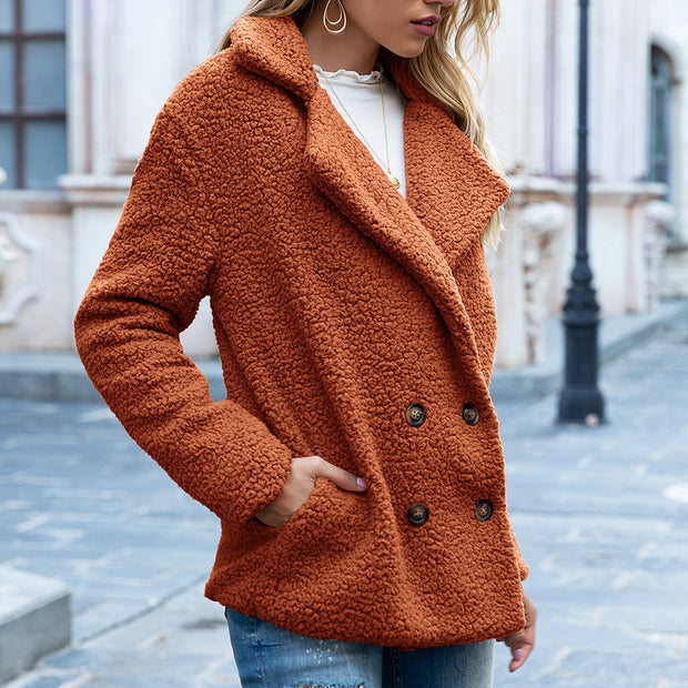 SoftGlow Fluffy Lapel Coat - Cozy Winter Button-Up Jacket Cardigan for Women