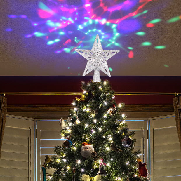 Starry Snowflake LED Tree Topper Projector