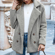 SoftGlow Fluffy Lapel Coat - Cozy Winter Button-Up Jacket Cardigan for Women