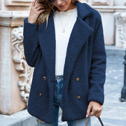 SoftGlow Fluffy Lapel Coat - Cozy Winter Button-Up Jacket Cardigan for Women