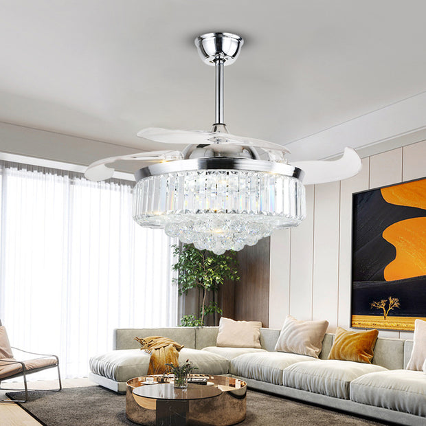 European Crystal LED Fan Chandelier