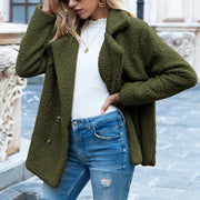 SoftGlow Fluffy Lapel Coat - Cozy Winter Button-Up Jacket Cardigan for Women