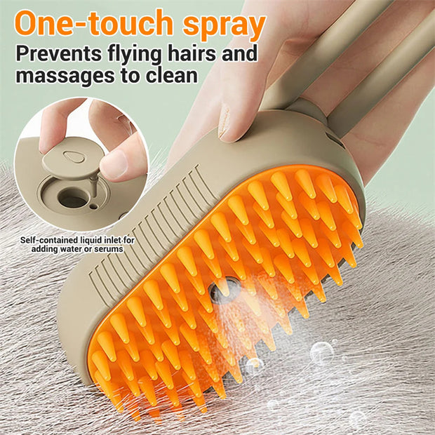 PurrfectPaws 3-in-1 Electric Steamy Brush - Cat & Dog Grooming Comb with Massage & Hair Removal