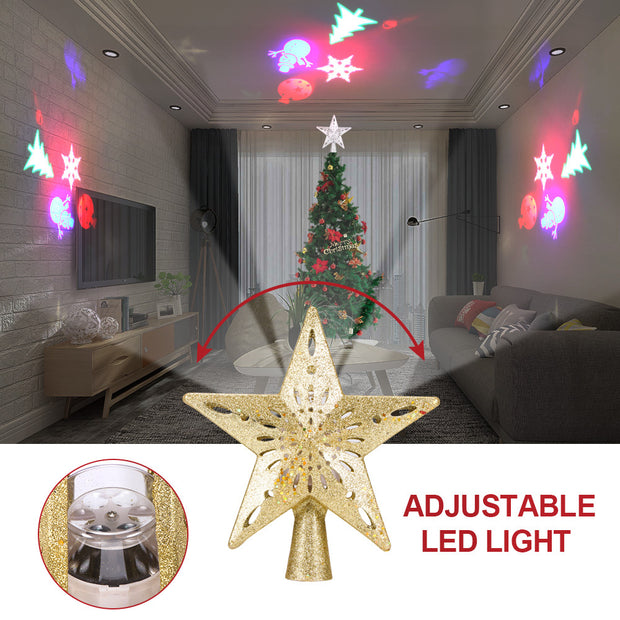 Starry Snowflake LED Tree Topper Projector