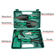 "EcoTend: 5-Piece Garden Tool Set with Plastic Storage Box"**Product Description:**
 


 


 Simplify your gardening tasks with the 
 
 **EcoTend: 5-
 
 Piece Garden Tool Set**, featuring durable iron tools and a convenient ZIP UP EXPRESSGarden"EcoTend