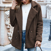 SoftGlow Fluffy Lapel Coat - Cozy Winter Button-Up Jacket Cardigan for Women