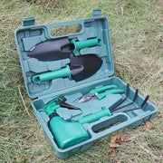 "EcoTend: 5-Piece Garden Tool Set with Plastic Storage Box"**Product Description:**
 


 


 Simplify your gardening tasks with the 
 
 **EcoTend: 5-
 
 Piece Garden Tool Set**, featuring durable iron tools and a convenient ZIP UP EXPRESSGarden"EcoTend