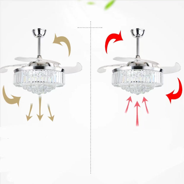 European Crystal LED Fan Chandelier