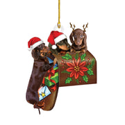 Festive Sausage Dog Christmas Ornament