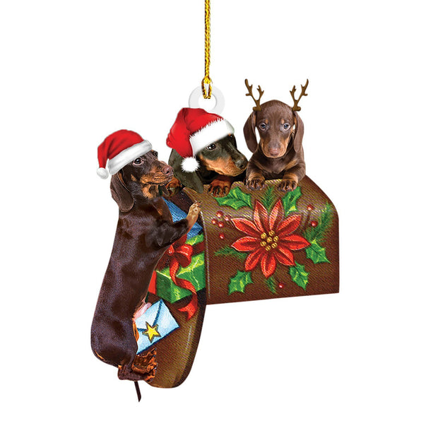 Festive Sausage Dog Christmas Ornament