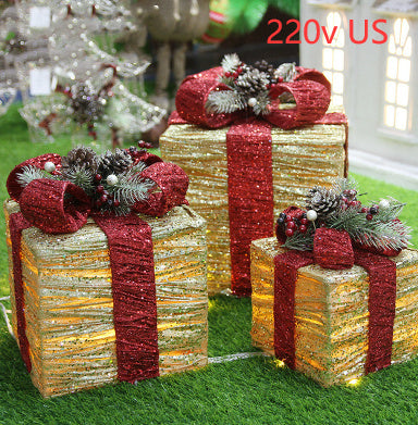 Festive Iron Gift Box Trio – Christmas Tree & Mall Display Set