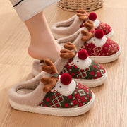 SnuggleHoof Christmas Elk Plush Slippers - Cozy Winter Non-Slip House Shoes for Women