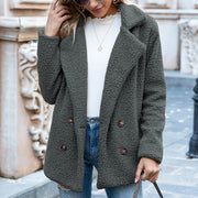 SoftGlow Fluffy Lapel Coat - Cozy Winter Button-Up Jacket Cardigan for Women