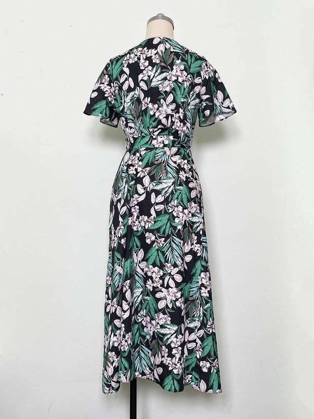 Summer Floral Print Slit Midi DressProduct information:
 
 Skirt-type: asymmetric skirt
 
 Color: 109118 Green, 109118 White, 109118 yellow, 109118 Rose Red
 
 Size: S,M,L,XL,XXL
 
 Style type: artistZIP UP EXPRESSWomanSummer Floral Print Slit Midi Dress