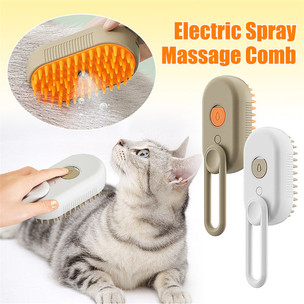 PurrfectPaws 3-in-1 Electric Steamy Brush - Cat & Dog Grooming Comb with Massage & Hair Removal