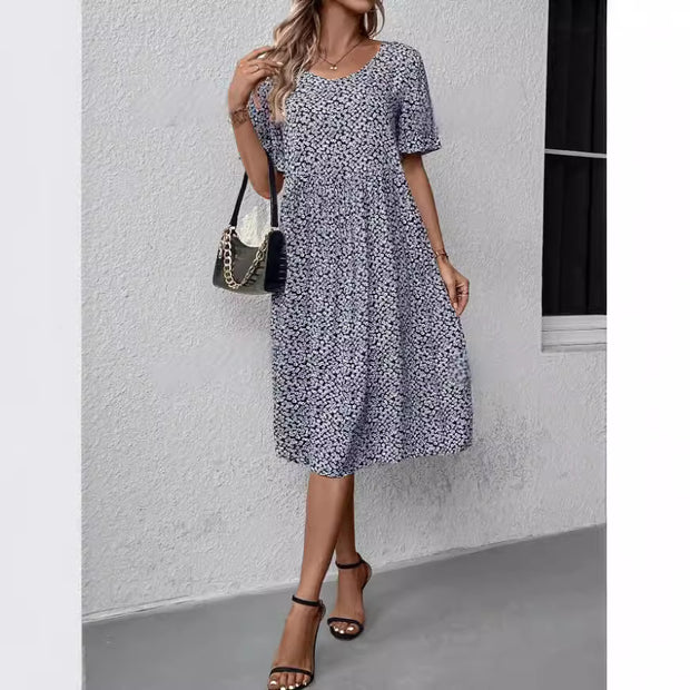 Summer U-neck Floral Fashion Loose DressProduct information:
 
 Color: Black, Rose Red, Blue
 
 Size: M,S,L,XXL,XL
 
 Skirt length: mid-length skirt
 
 Main fabric composition: Polyester (polyester fiber)
ZIP UP EXPRESSWoman-neck Floral Fashion Loose Dress