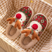 SnuggleHoof Christmas Elk Plush Slippers - Cozy Winter Non-Slip House Shoes for Women