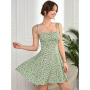 Sling Summer Women's Large Swing Floral DressProduct information:
 
 Pattern: plants and flowers
 
 Color: yellow green
 
 Size: S,M,L,XL
 
 Popular elements: lace-up
 
 Style: Sling style
 
 Main fabric composZIP UP EXPRESSWomanLarge Swing Floral Dress