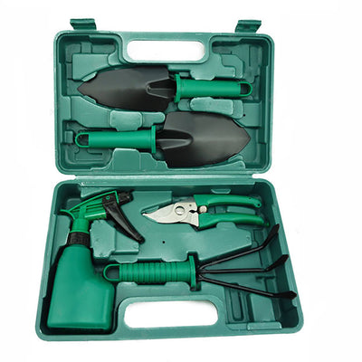 "EcoTend: 5-Piece Garden Tool Set with Plastic Storage Box"**Product Description:**
 


 


 Simplify your gardening tasks with the 
 
 **EcoTend: 5-
 
 Piece Garden Tool Set**, featuring durable iron tools and a convenient ZIP UP EXPRESSGarden"EcoTend