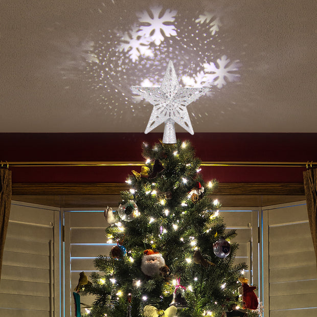 Starry Snowflake LED Tree Topper Projector