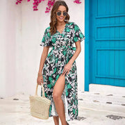 Summer Floral Print Slit Midi DressProduct information:
 
 Skirt-type: asymmetric skirt
 
 Color: 109118 Green, 109118 White, 109118 yellow, 109118 Rose Red
 
 Size: S,M,L,XL,XXL
 
 Style type: artistZIP UP EXPRESSWomanSummer Floral Print Slit Midi Dress