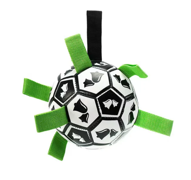 Interactive Soccer Brain Game for DogsSmart Soccer Ball Challenges and Entertains DogsYour dog will have a ball with this ingenious interactive soccer toy!Designed for dogs, this durable rubber soccer baZIP UP EXPRESSInteractive Soccer Brain Game