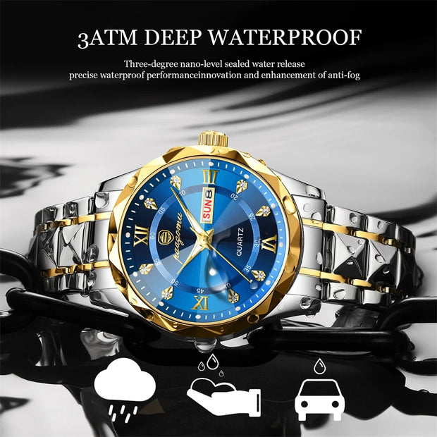 PENGAGAR ChronoLux Men's Luxury Quartz Watch - Waterproof, Luminous, and Built for Adventure