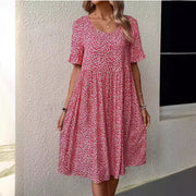 Summer U-neck Floral Fashion Loose DressProduct information:
 
 Color: Black, Rose Red, Blue
 
 Size: M,S,L,XXL,XL
 
 Skirt length: mid-length skirt
 
 Main fabric composition: Polyester (polyester fiber)
ZIP UP EXPRESSWoman-neck Floral Fashion Loose Dress