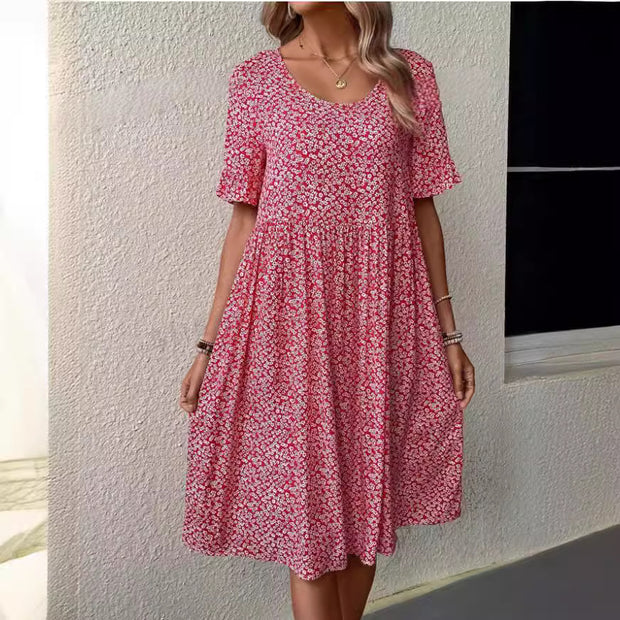 Summer U-neck Floral Fashion Loose DressProduct information:
 
 Color: Black, Rose Red, Blue
 
 Size: M,S,L,XXL,XL
 
 Skirt length: mid-length skirt
 
 Main fabric composition: Polyester (polyester fiber)
ZIP UP EXPRESSWoman-neck Floral Fashion Loose Dress