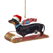 Festive Sausage Dog Christmas Ornament