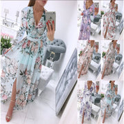 Summer Long-sleeve V-neck Chiffon Printed Bohemian Dress WomenProduct information:
 
 Pattern: Printing
 
 Skirt type: Swing
 
 Color: light blue#, Purple#, foundation#, white background Purple#, white background red#, gray bacZIP UP EXPRESSWomanSummer Long-sleeve