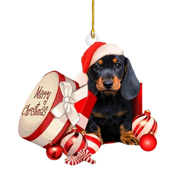 Festive Sausage Dog Christmas Ornament