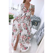 Summer Long-sleeve V-neck Chiffon Printed Bohemian Dress WomenProduct information:
 
 Pattern: Printing
 
 Skirt type: Swing
 
 Color: light blue#, Purple#, foundation#, white background Purple#, white background red#, gray bacZIP UP EXPRESSWomanSummer Long-sleeve