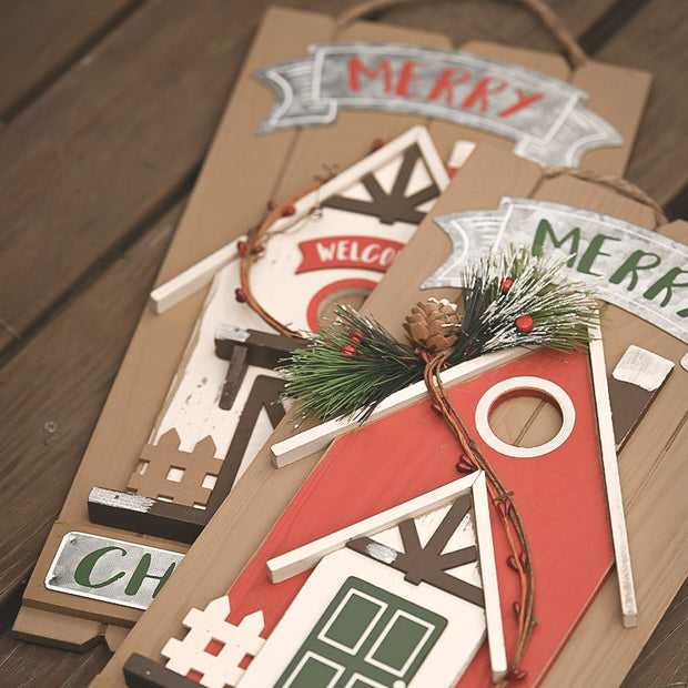 Cozy Christmas Wooden House Ornaments