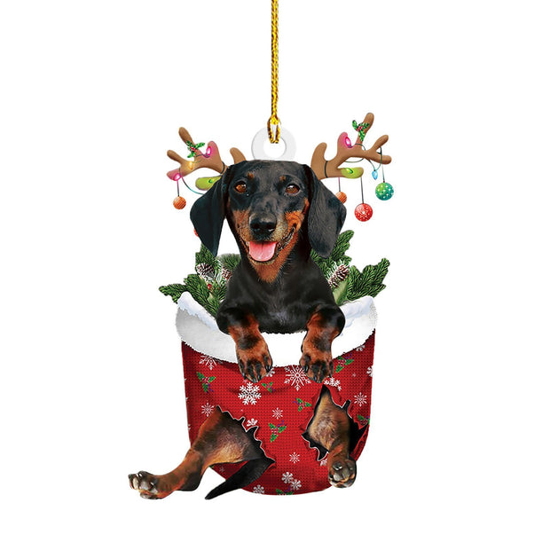 Festive Sausage Dog Christmas Ornament