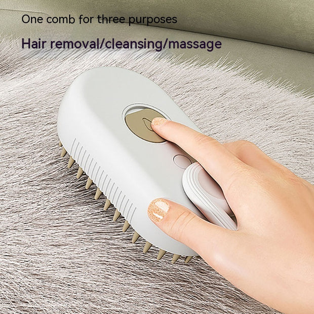 PurrfectPaws 3-in-1 Electric Steamy Brush - Cat & Dog Grooming Comb with Massage & Hair Removal