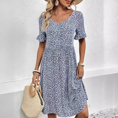 Summer U-neck Floral Fashion Loose DressProduct information:
 
 Color: Black, Rose Red, Blue
 
 Size: M,S,L,XXL,XL
 
 Skirt length: mid-length skirt
 
 Main fabric composition: Polyester (polyester fiber)
ZIP UP EXPRESSWoman-neck Floral Fashion Loose Dress