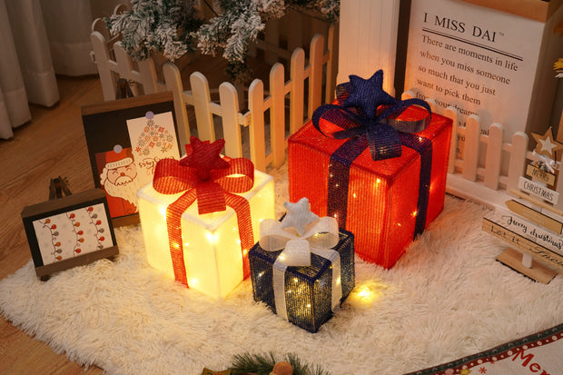 Illuminated Gift Box Trio with Remote Control