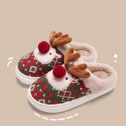 SnuggleHoof Christmas Elk Plush Slippers - Cozy Winter Non-Slip House Shoes for Women