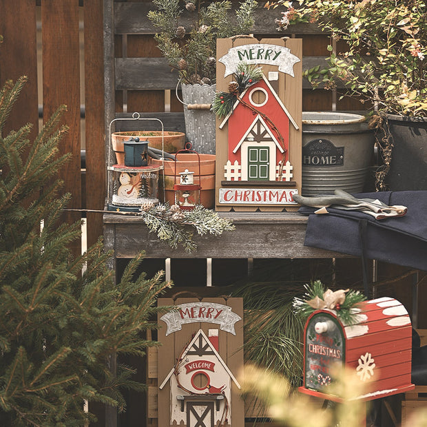 Cozy Christmas Wooden House Ornaments